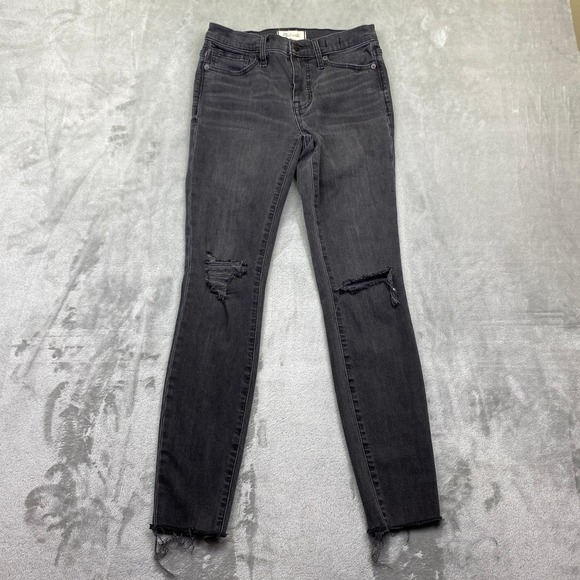Madewell Denim - Madewell 9 High Rise Skinny‎ Jeans Distressed Black Size 26 Fits 25" Grunge